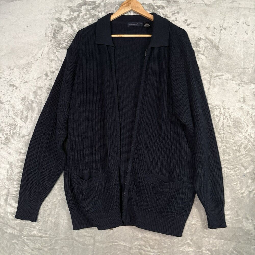 Northern Isles Vintage Cardigan Sweater Mens XXL Navy Blue Cashmere Wool Blend